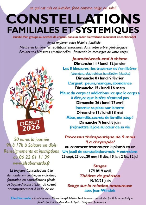 Affiche constellations familiales début 2026
